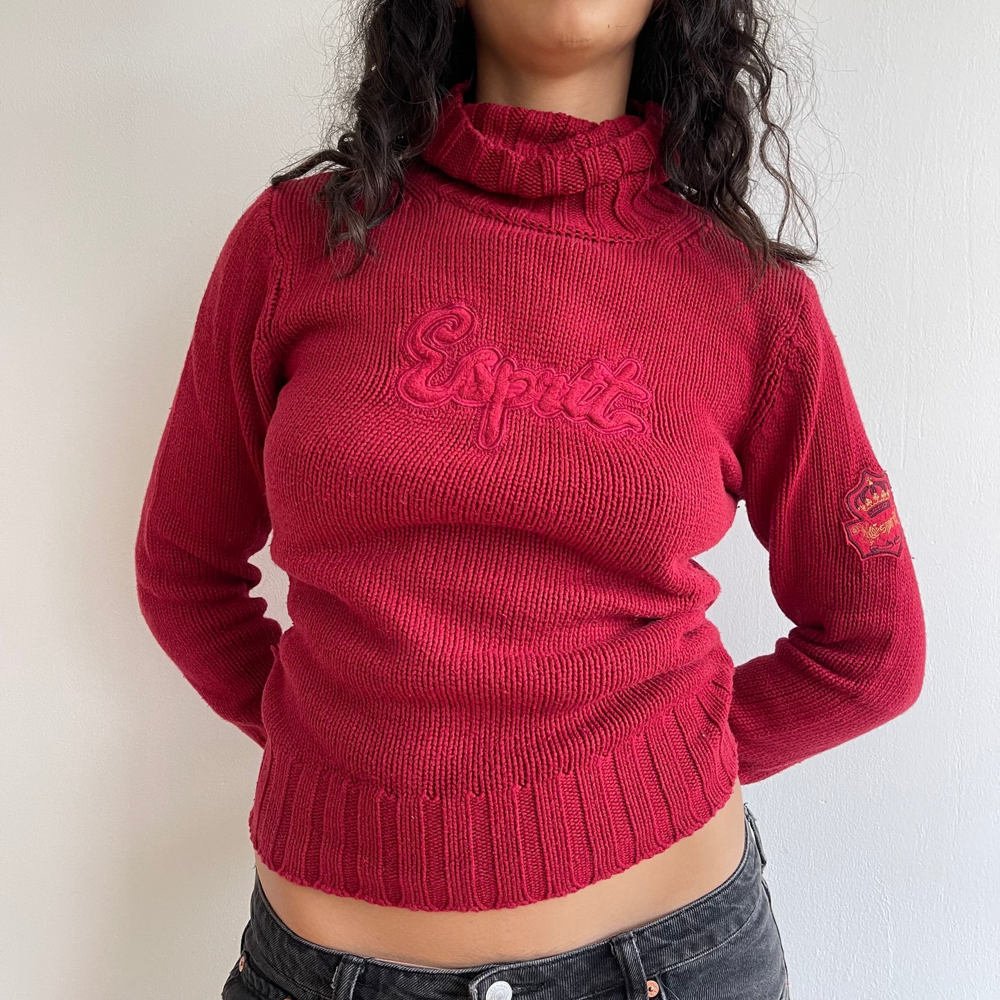Red roll neck jumper - Size M