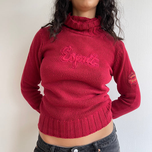 Red roll neck jumper - Size M