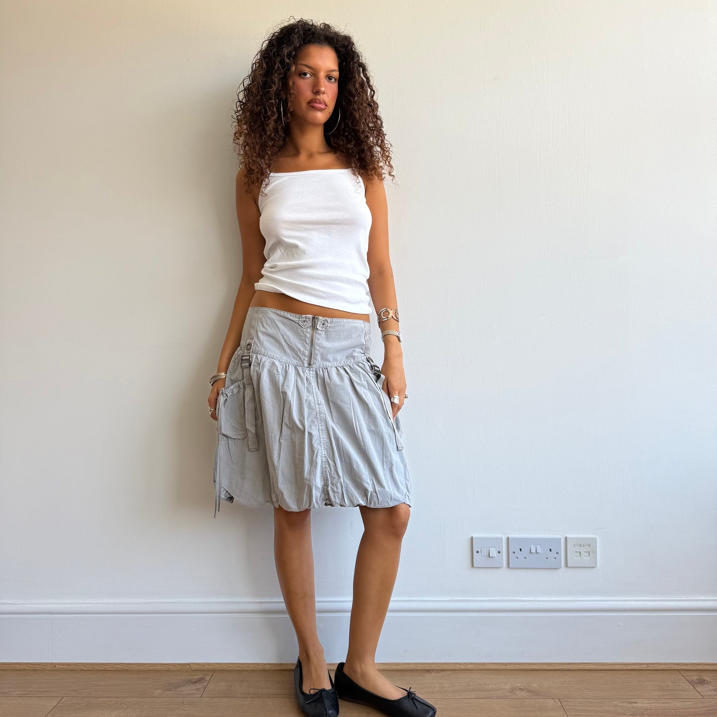 Grey cargo bubble skirt - Size M