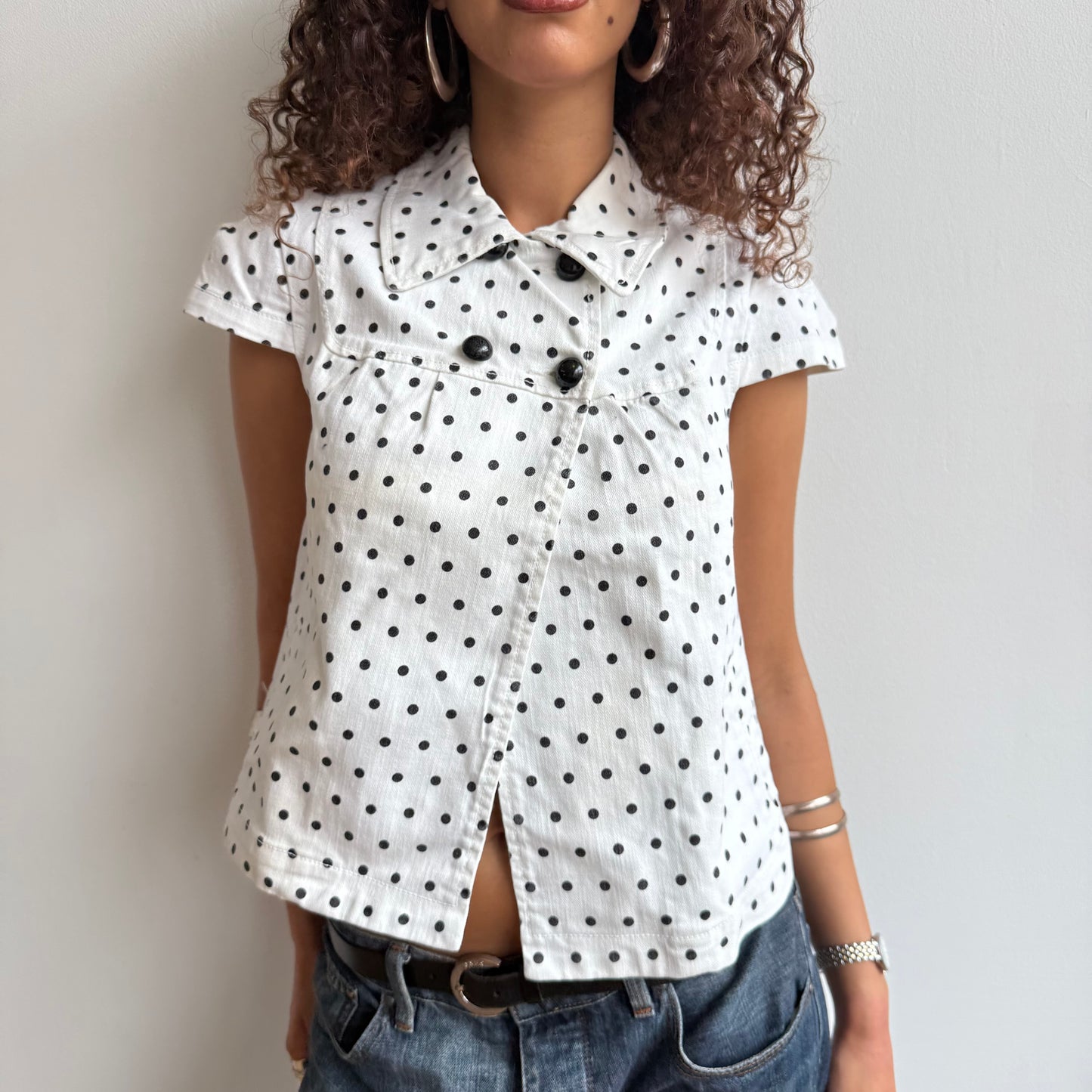 White polka dot peacoat - Size S