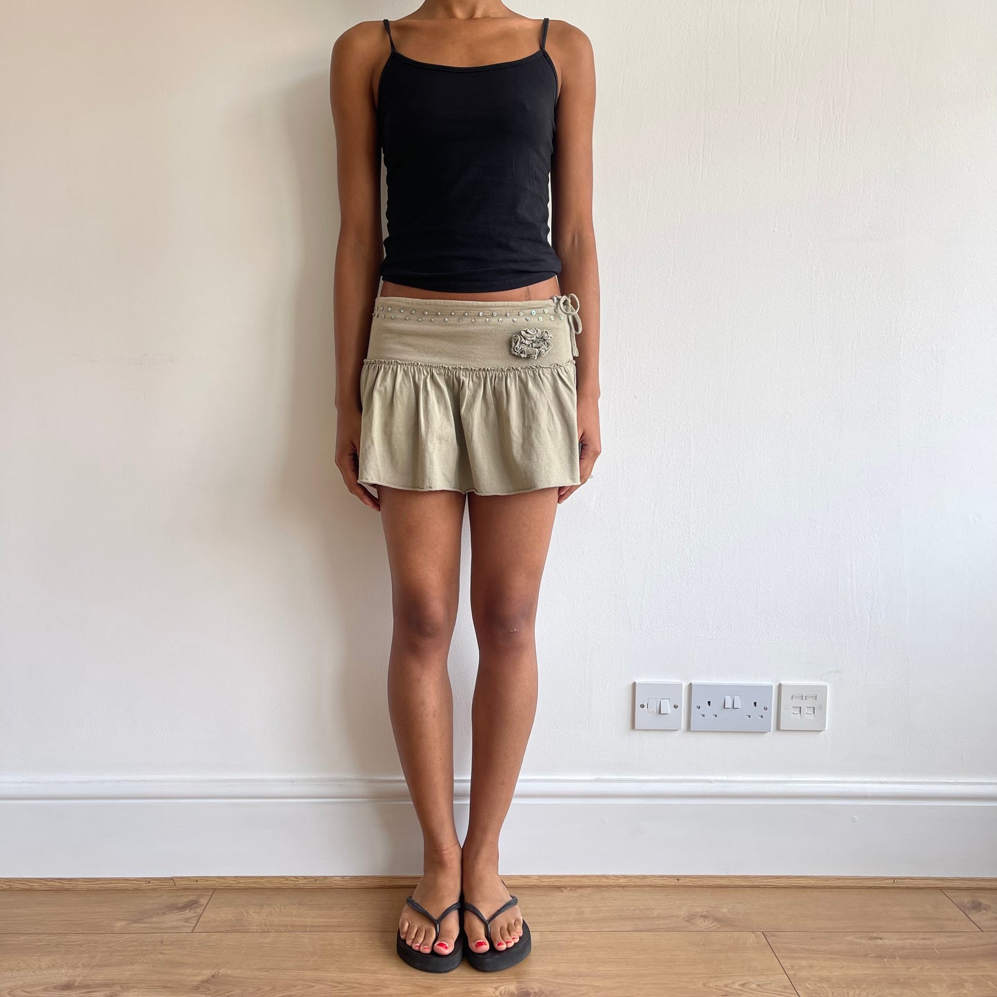 Khaki rara floral mini skirt - Size XS/S