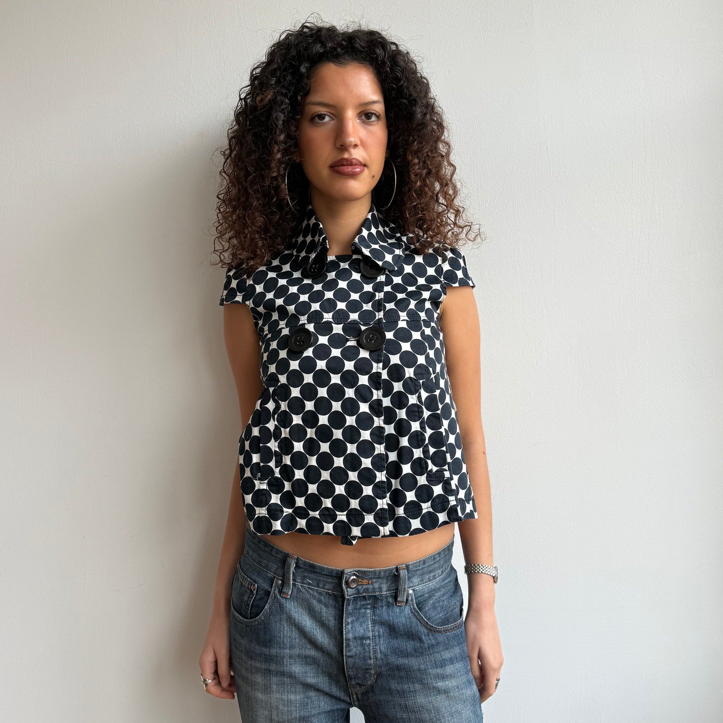 Polka dot short sleeve peacoat - Size S + S/M