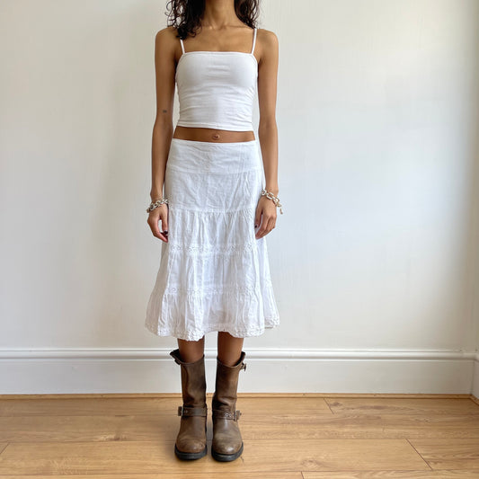 White broderie anglaise midi skirt - Size S