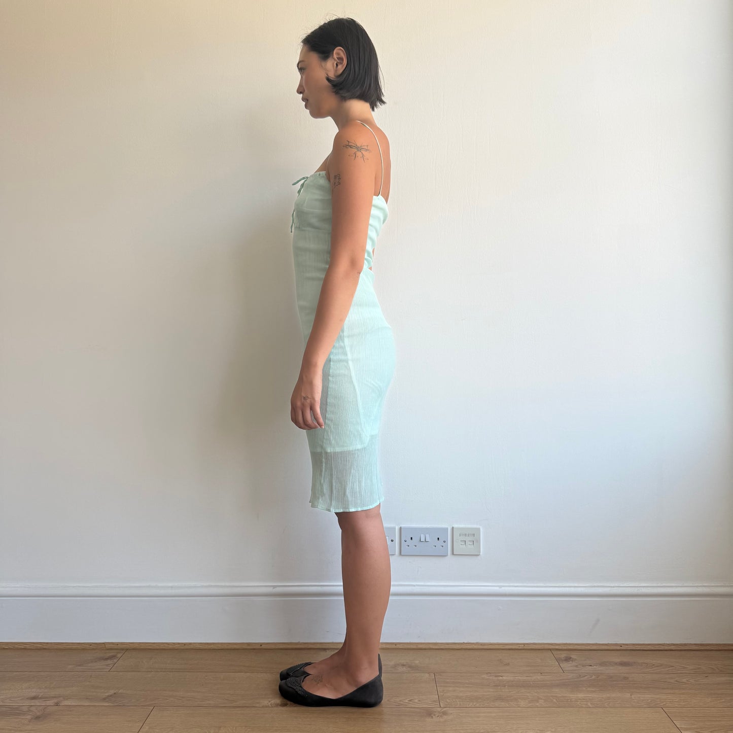 Turquoise chiffon midi dress - Size XS/S