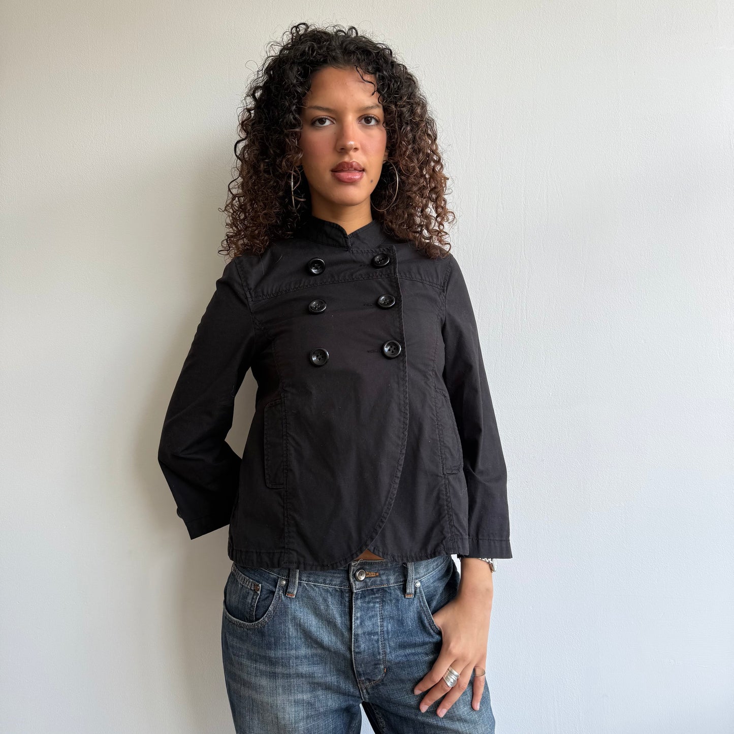 Black button peacoat - Size S