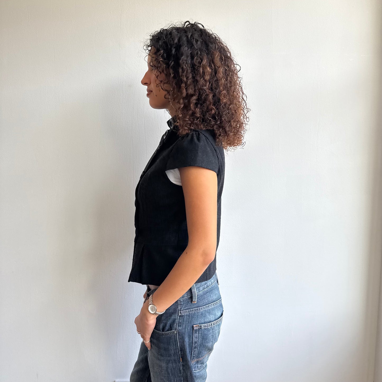 Charcoal short sleeve peacoat - Size S/M