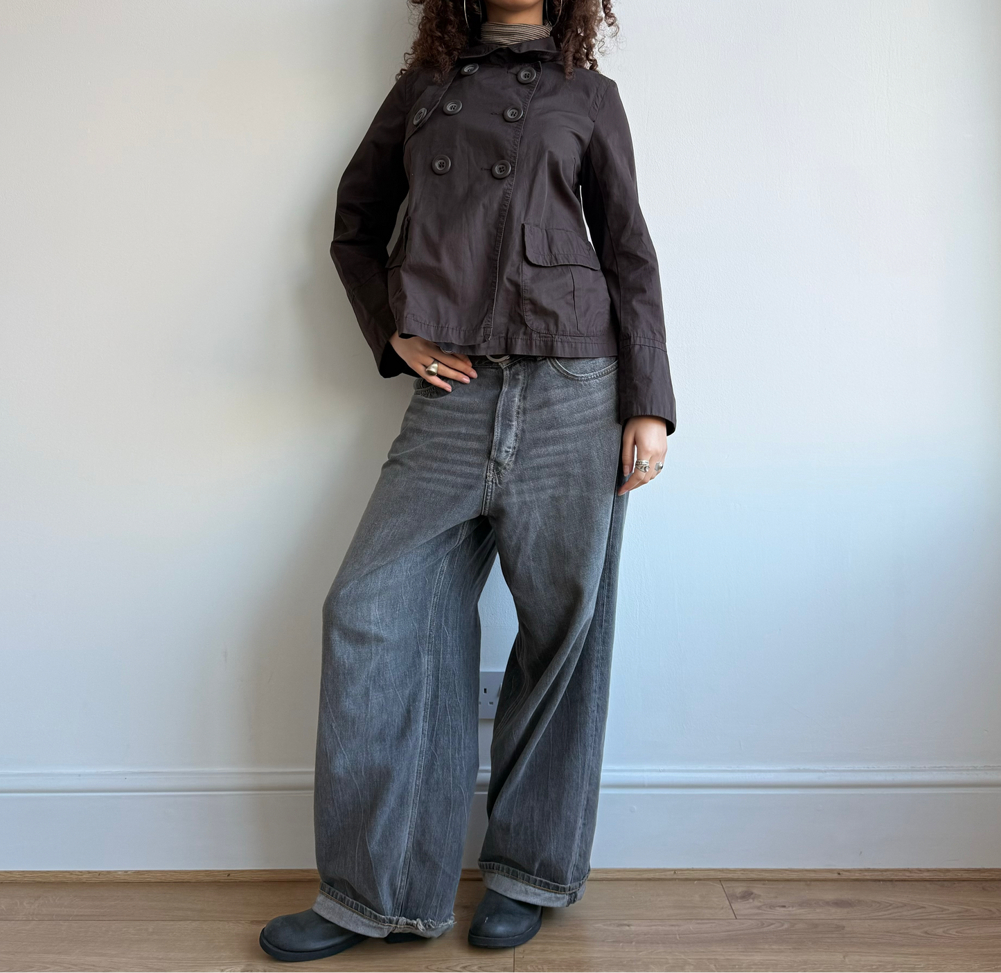 Brown peacoat moto tench - Size S