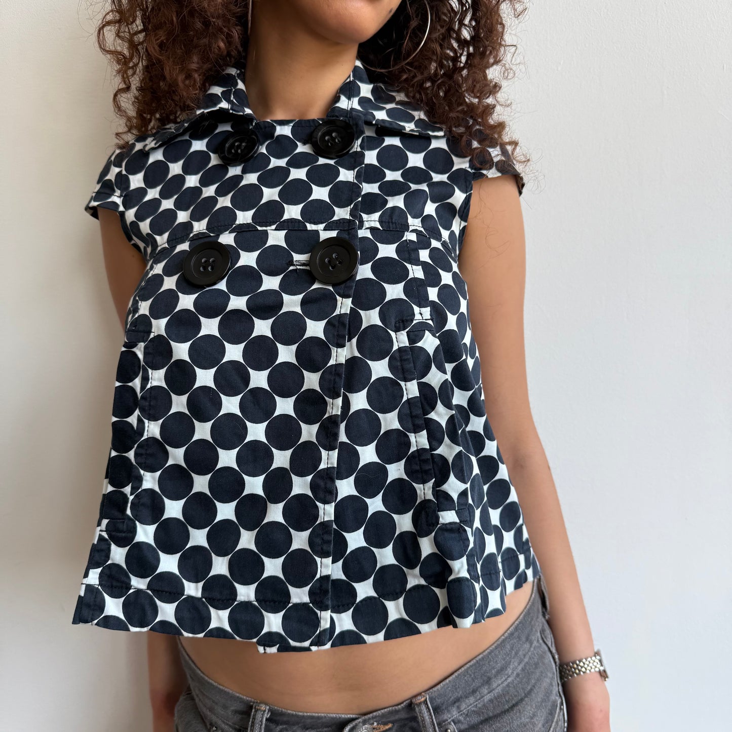 Polka dot short sleeve peacoat - Size S