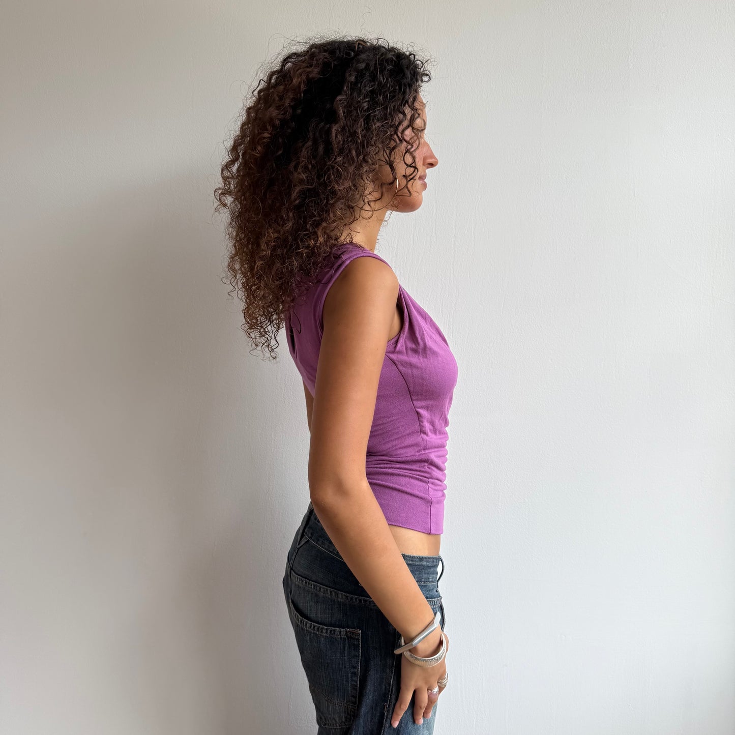 Purple wrap front top - Size S/M