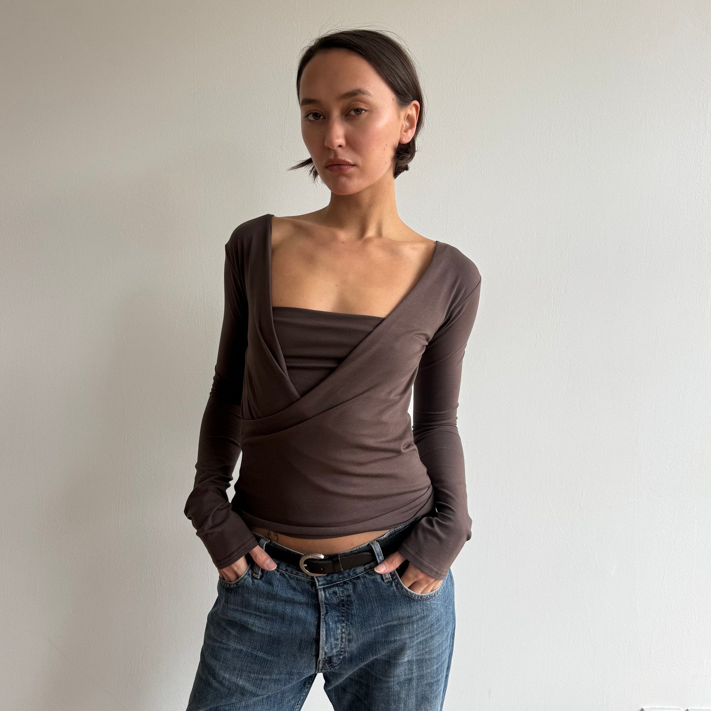 ‘The Keyhole Top’ long sleeve - Mocha