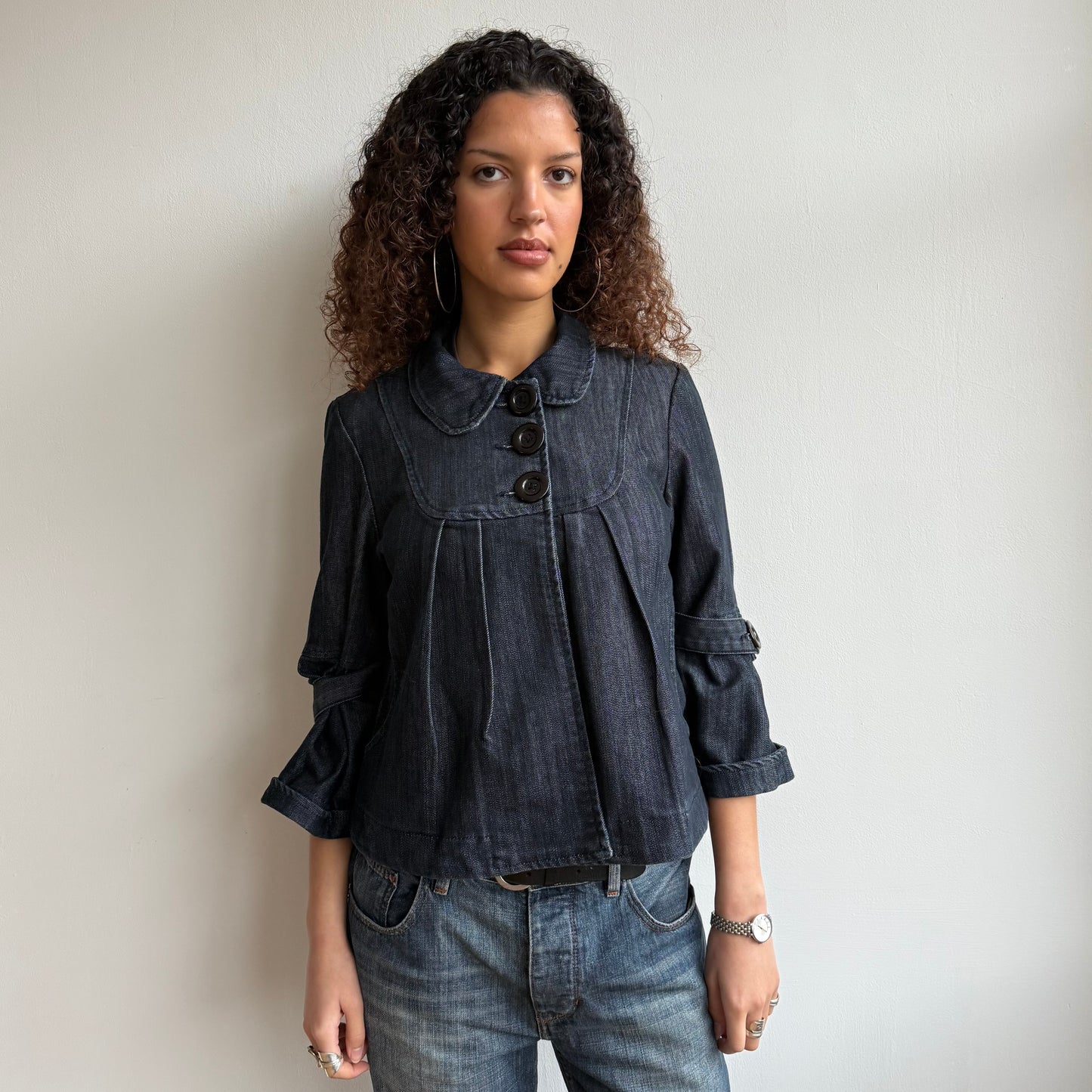 Denim 3/4 sleeve peacoat - Size M