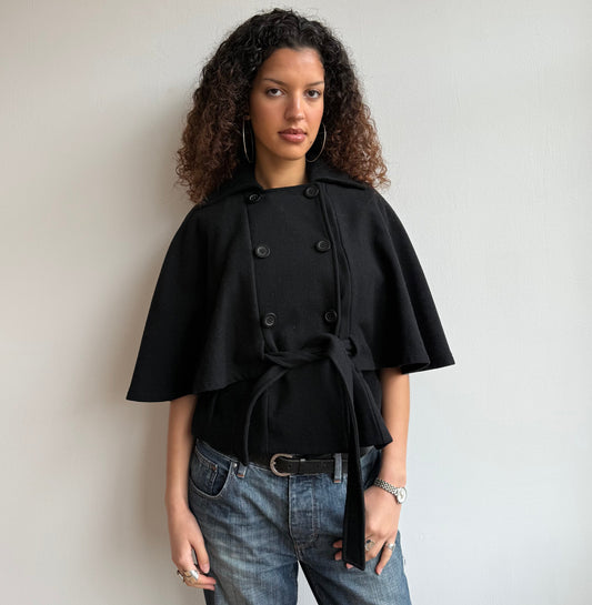 Black cape peacoat - Size M