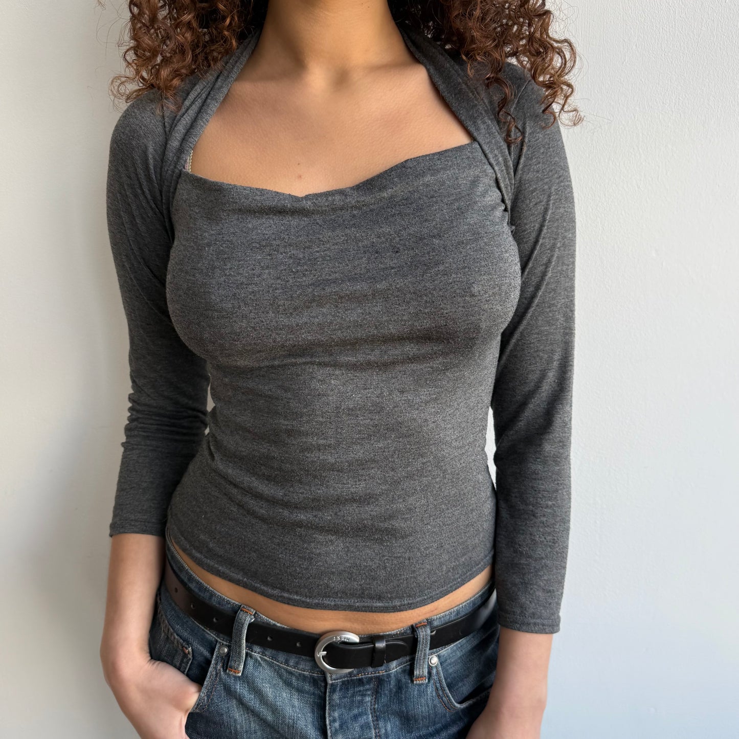 Grey bolero 3/4 sleeve top - Size M