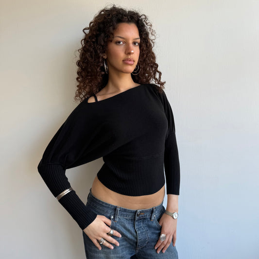 Cropped black slouchy knit - Size XS