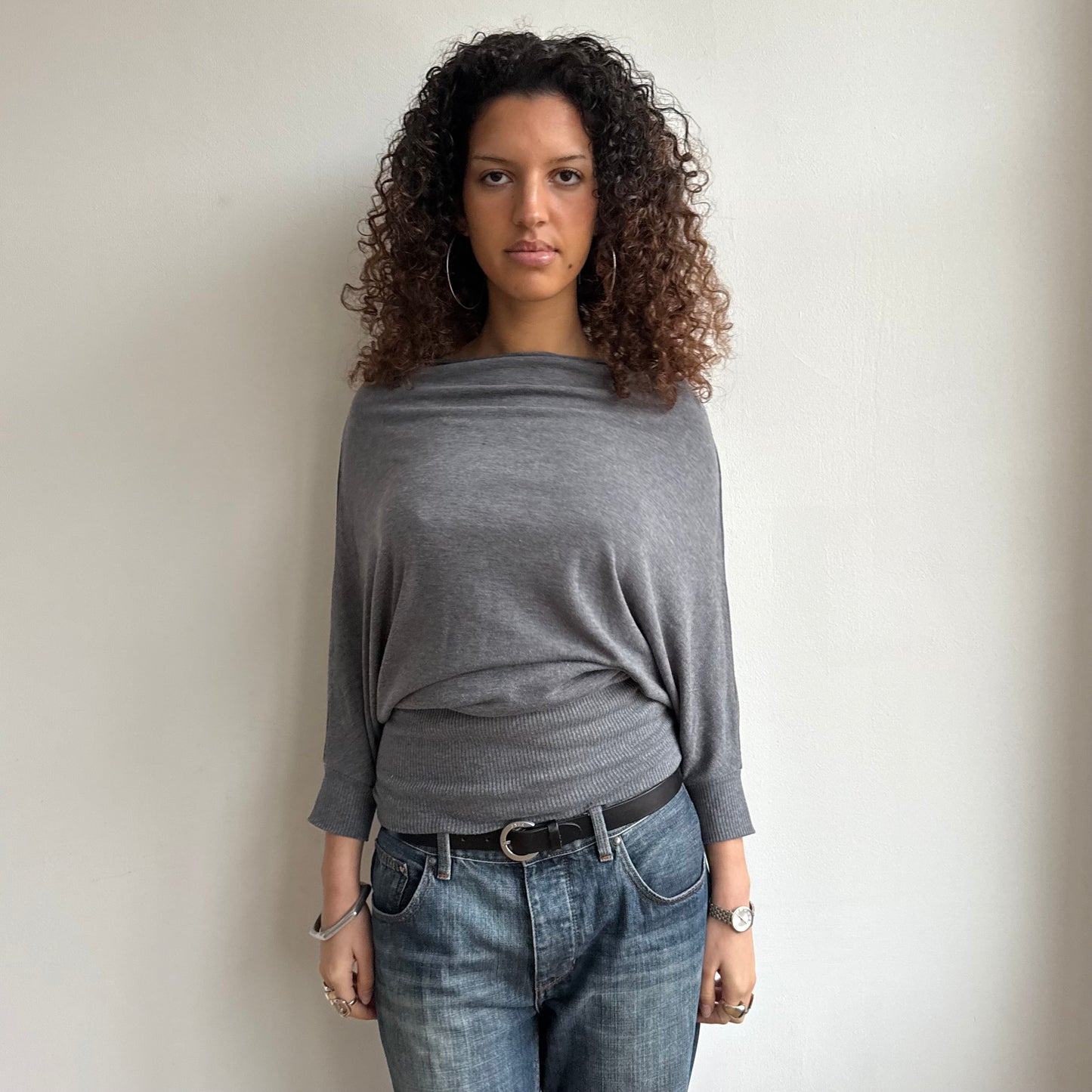 Charcoal grey slouchy knit - Size S/M