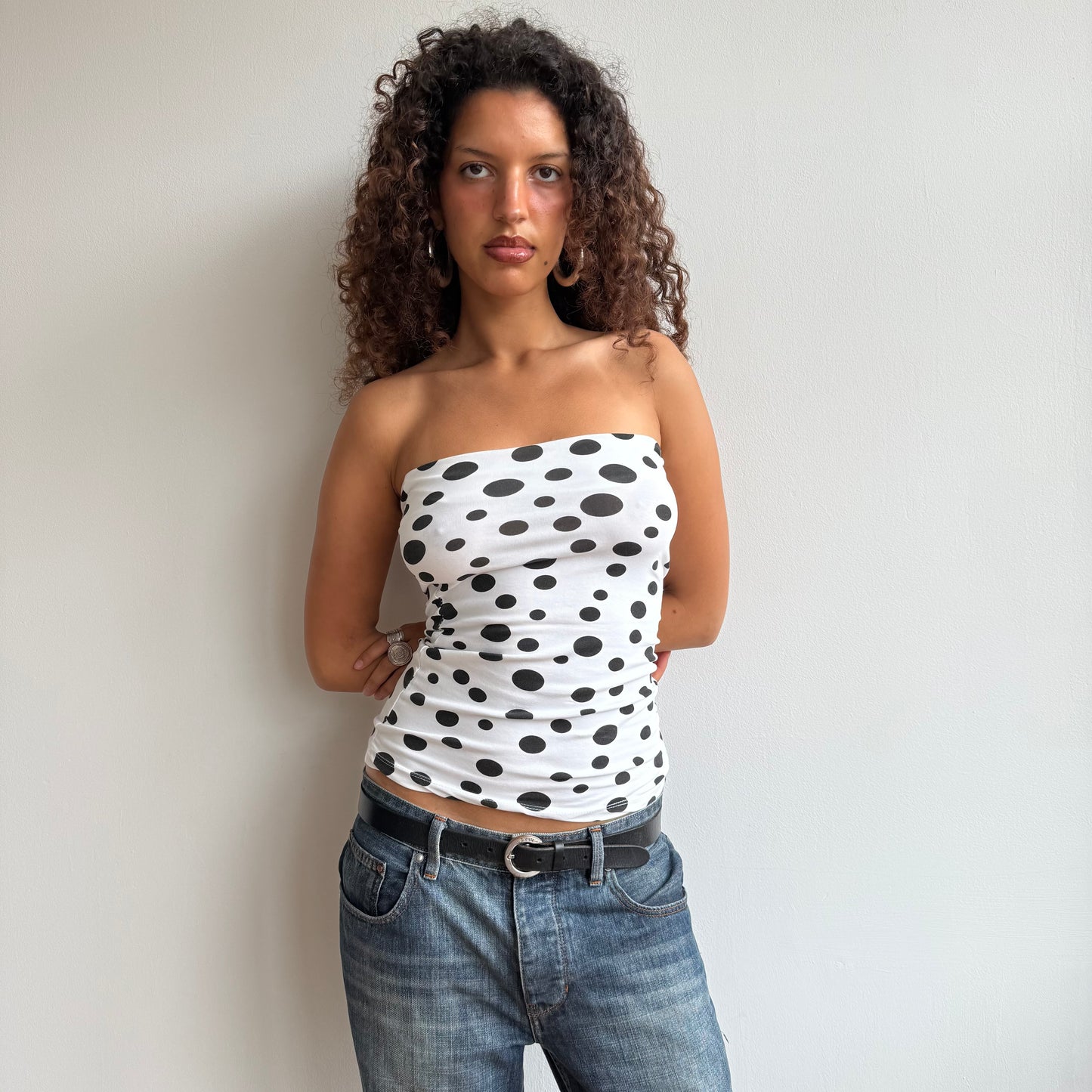 White polka dot bandeau - Size S