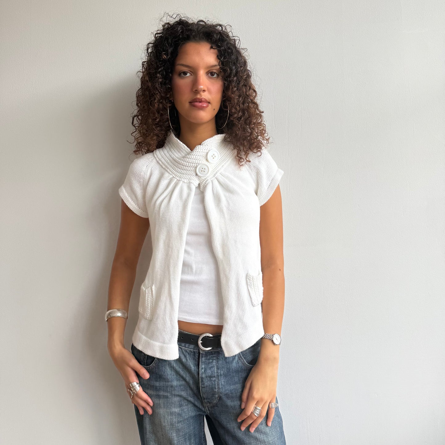 White button neck knit - Size M