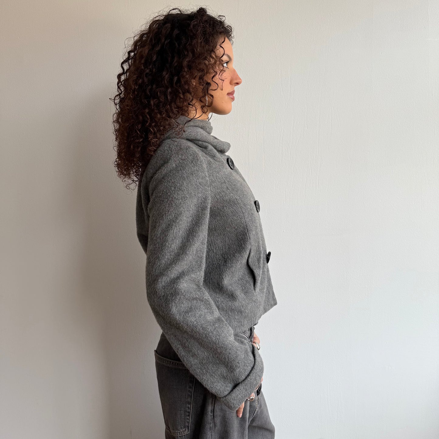 Grey wool scarf peacoat - Size M