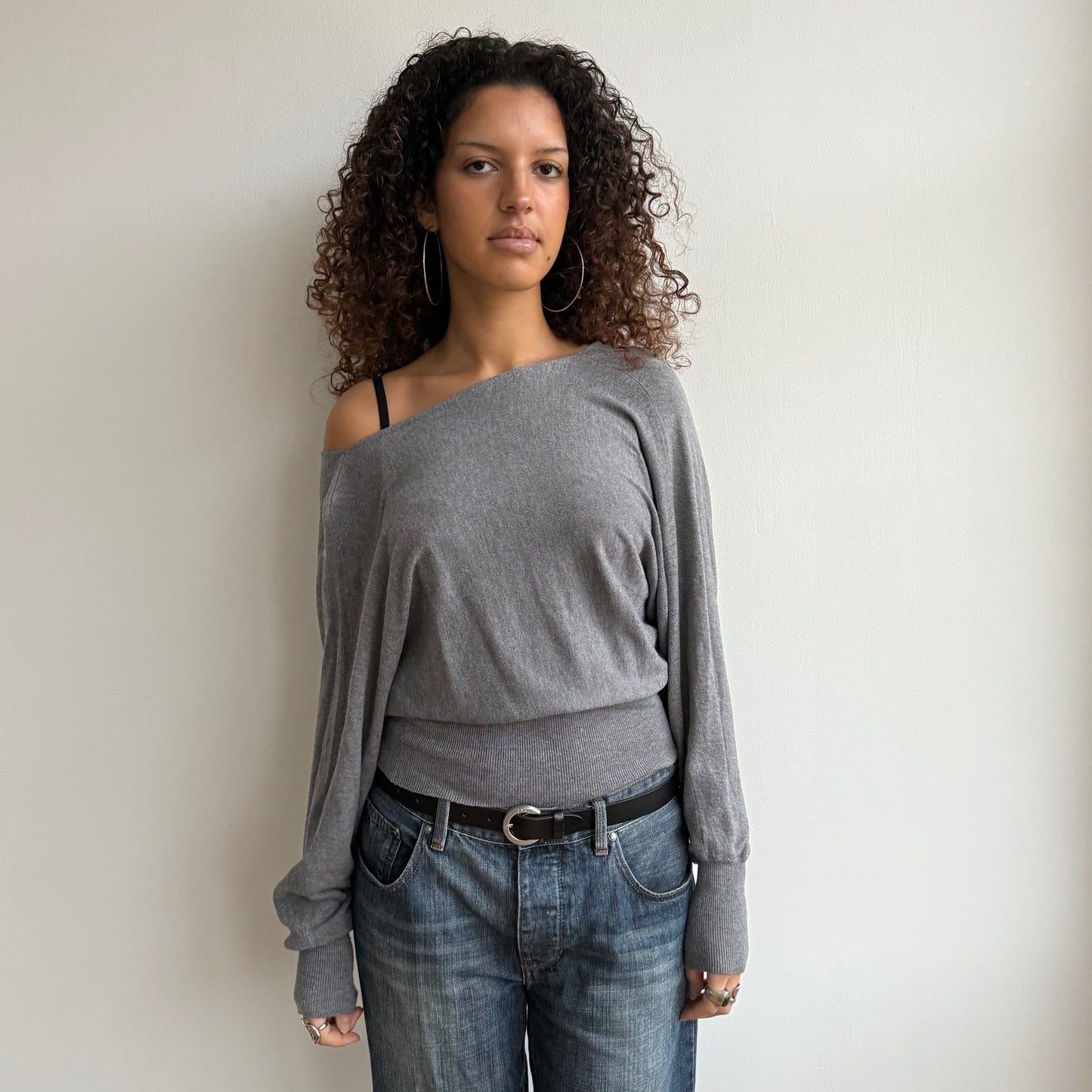 Grey slouchy batwing knit - Size S-M