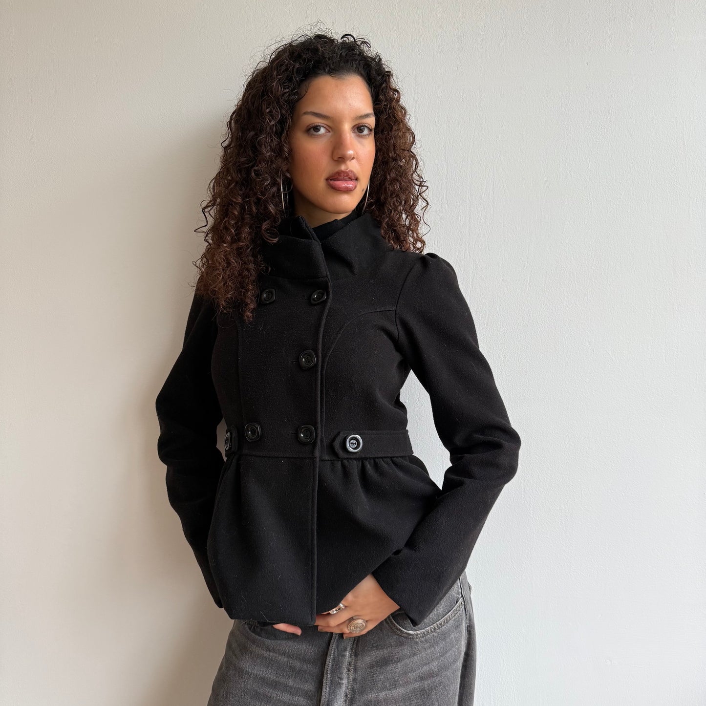 Black button peacoat - Size S