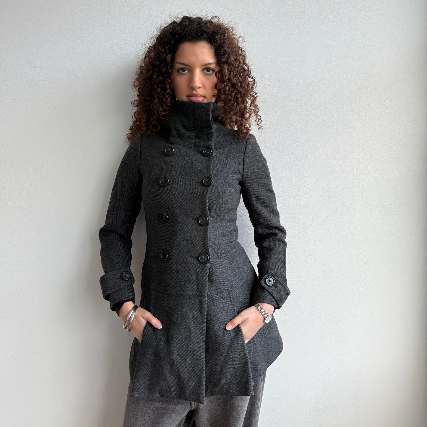 Grey peacoat dress - Size S