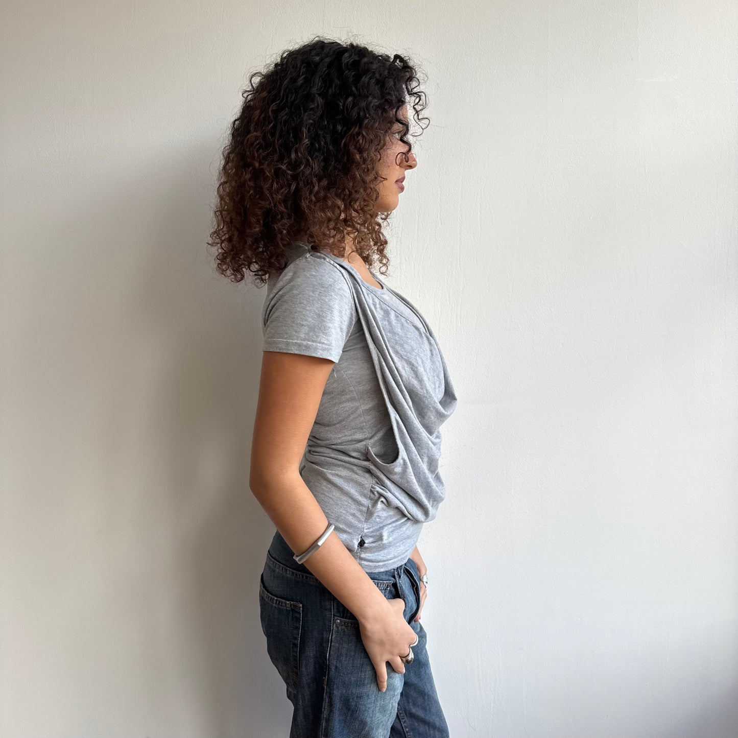 Grey cowl slouchy top - Size M/L