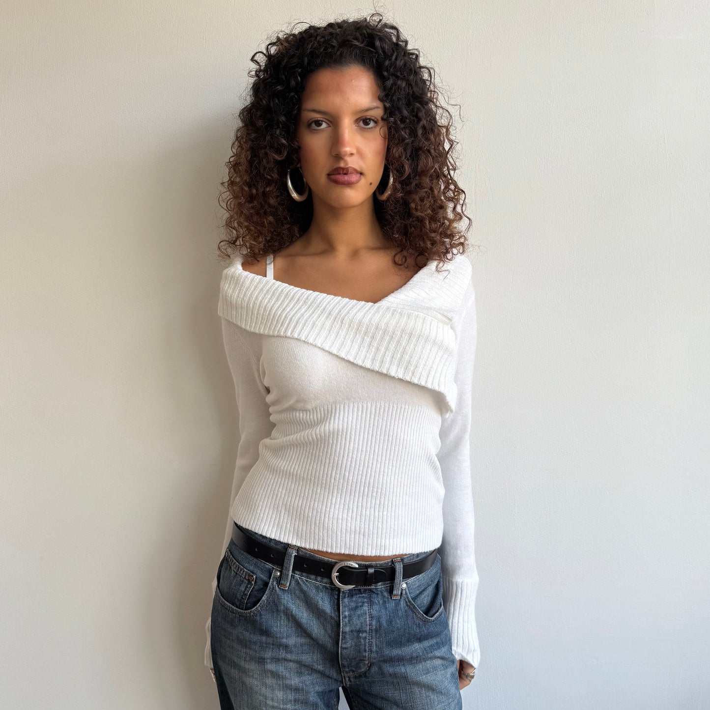 White wrap button knit - Size M