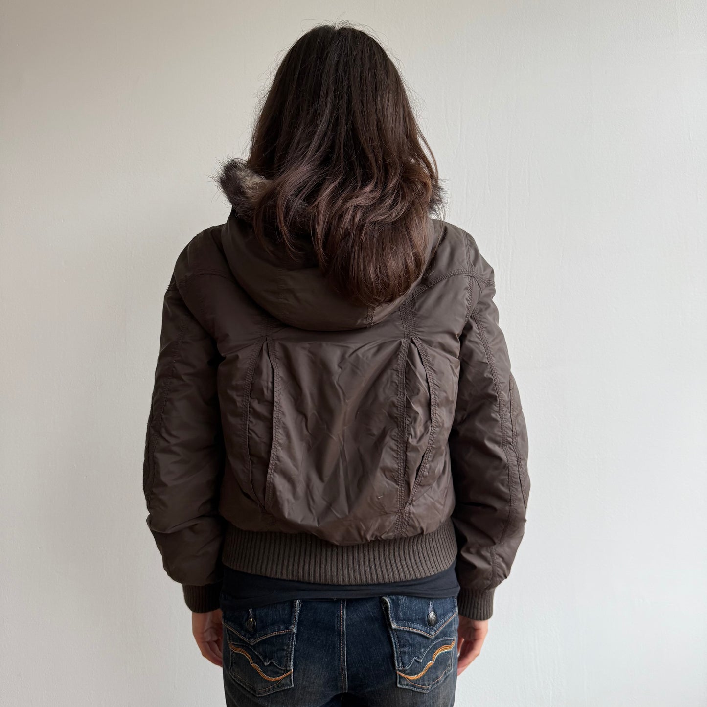 Brown puffer bomber - Size XS