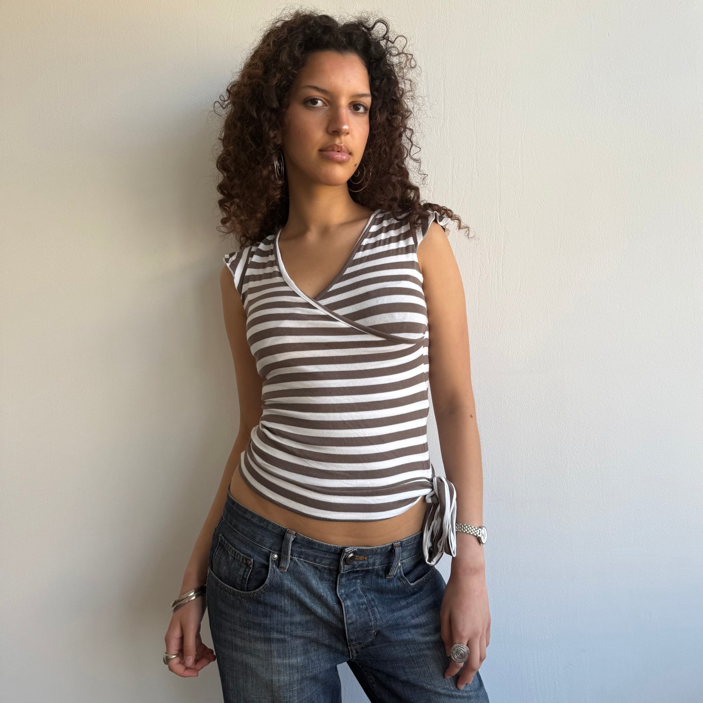 Light brown stripe top - Size S