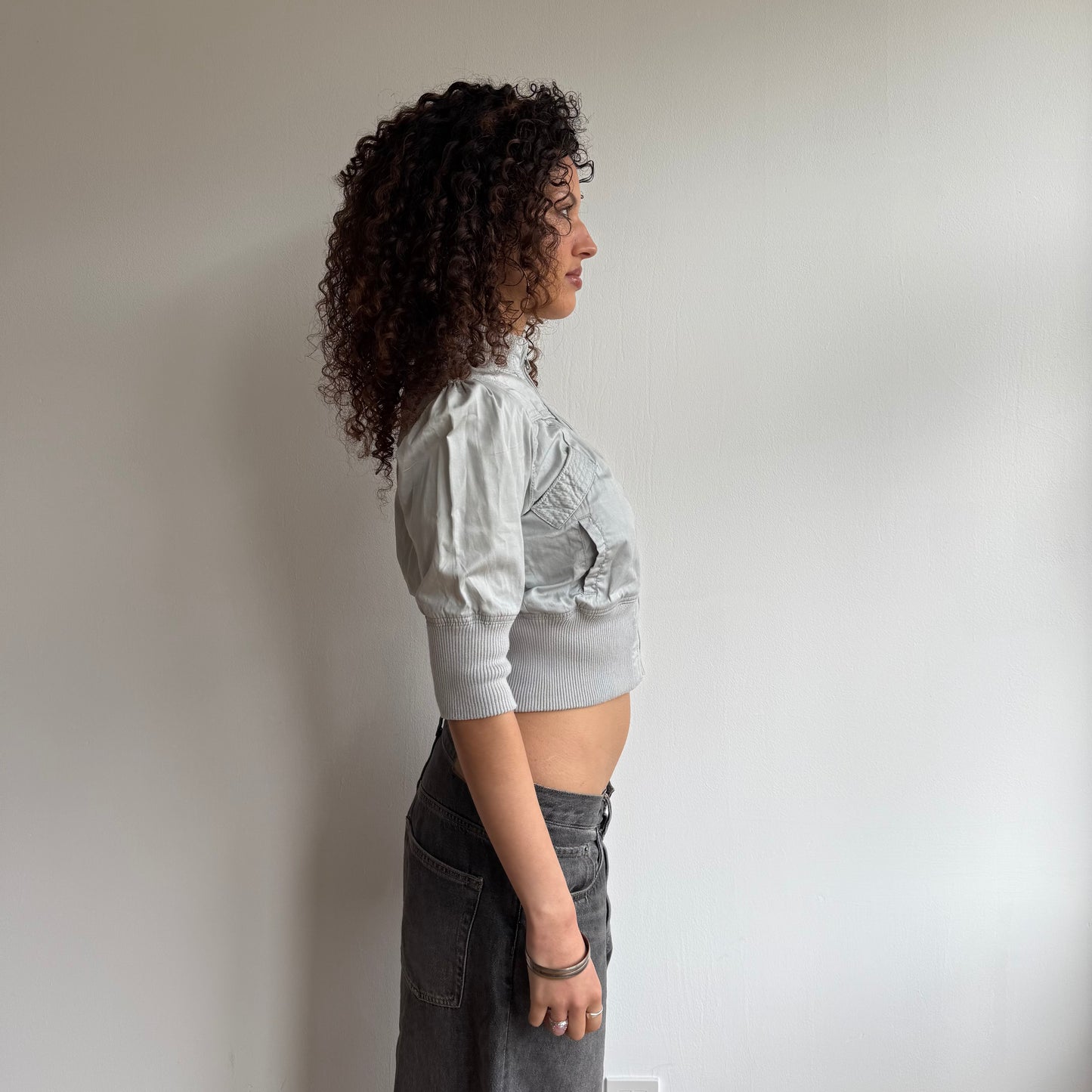 Grey 3/4 sleeve cargo jacket - Size S