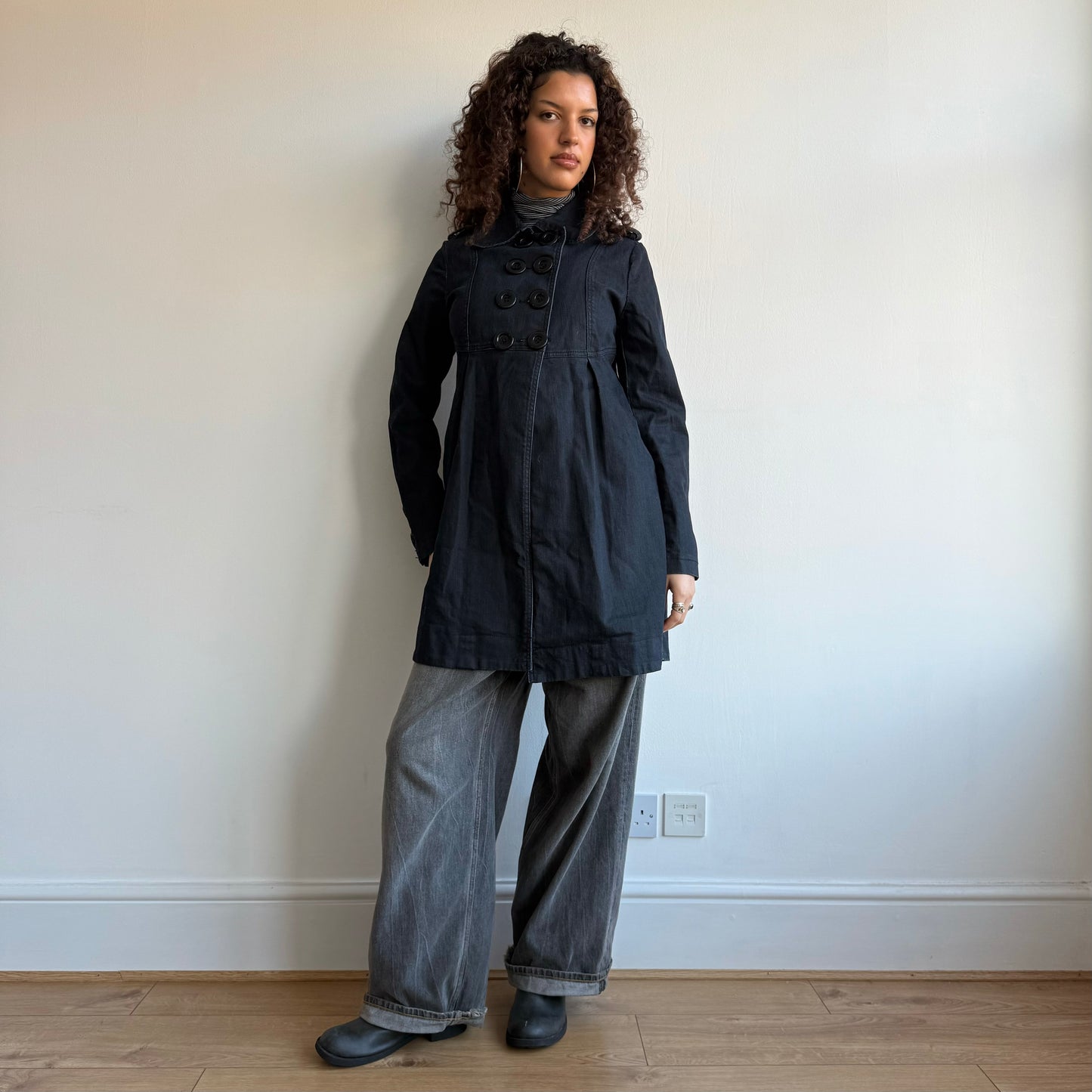 Dark wash denim peacoat - Size S