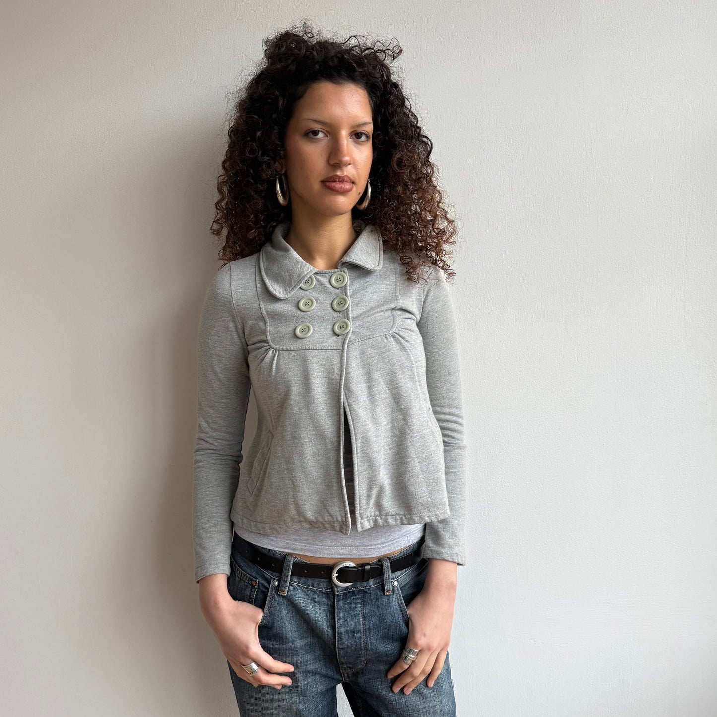 Grey 3/4 sleeve peacoat jumper - Size S
