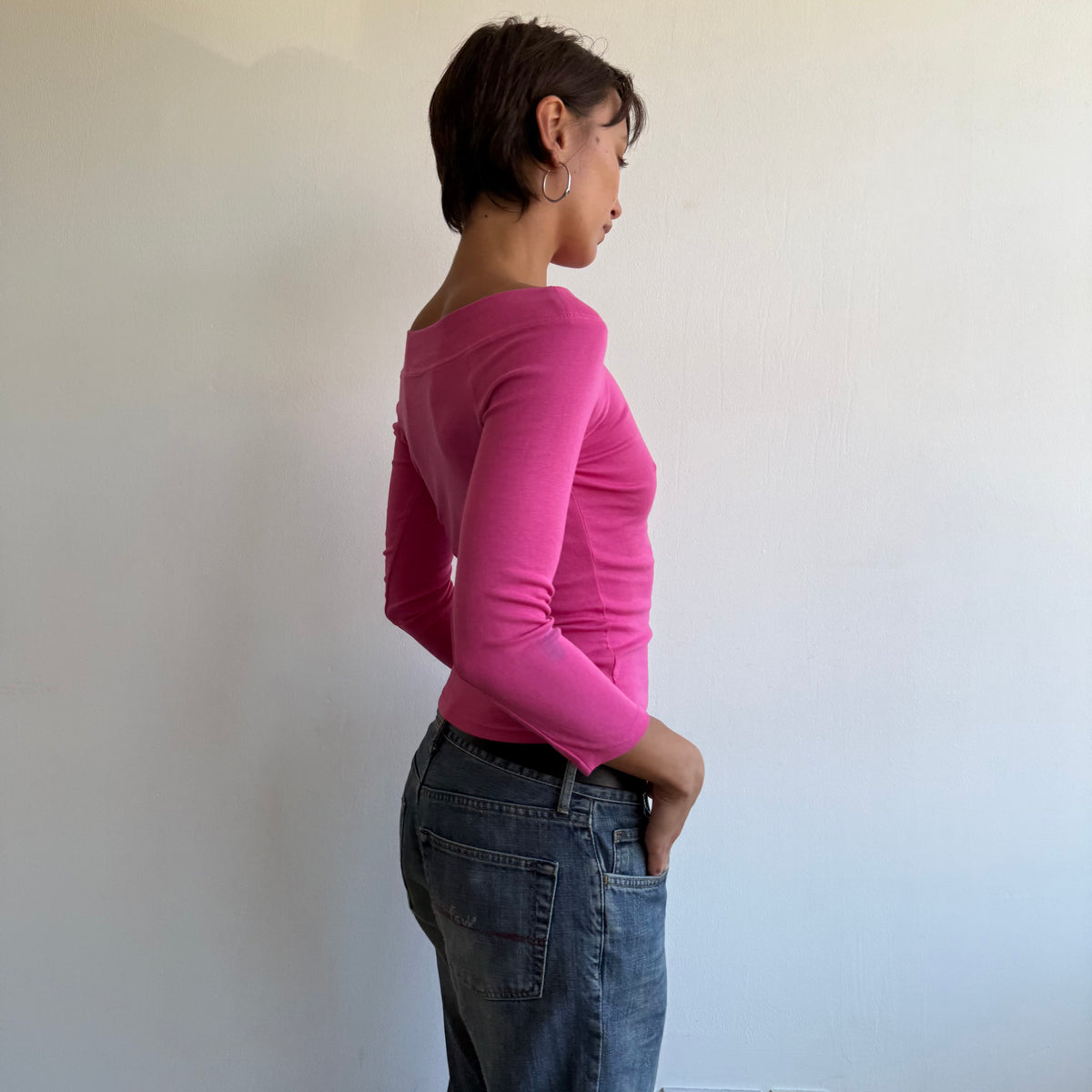 Pink 3/4 sleeve top - Size S