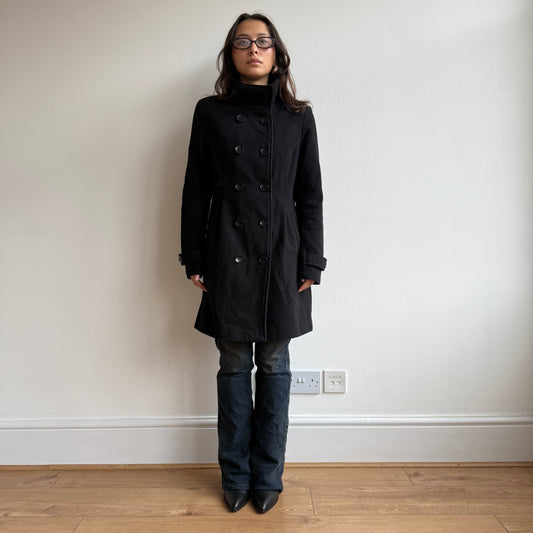 Black double breasted coat - Size S