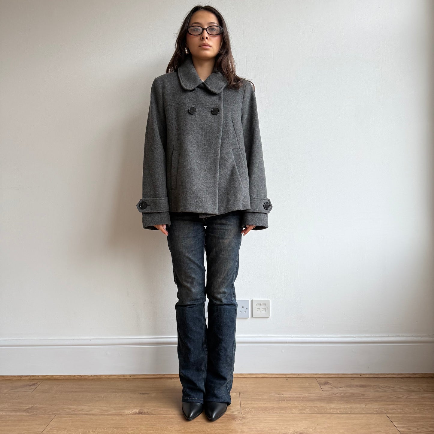 Dark grey peacoat - Size M