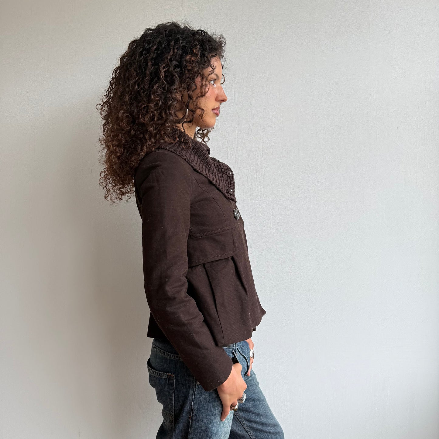 Brown double breasted peacoat - Size S