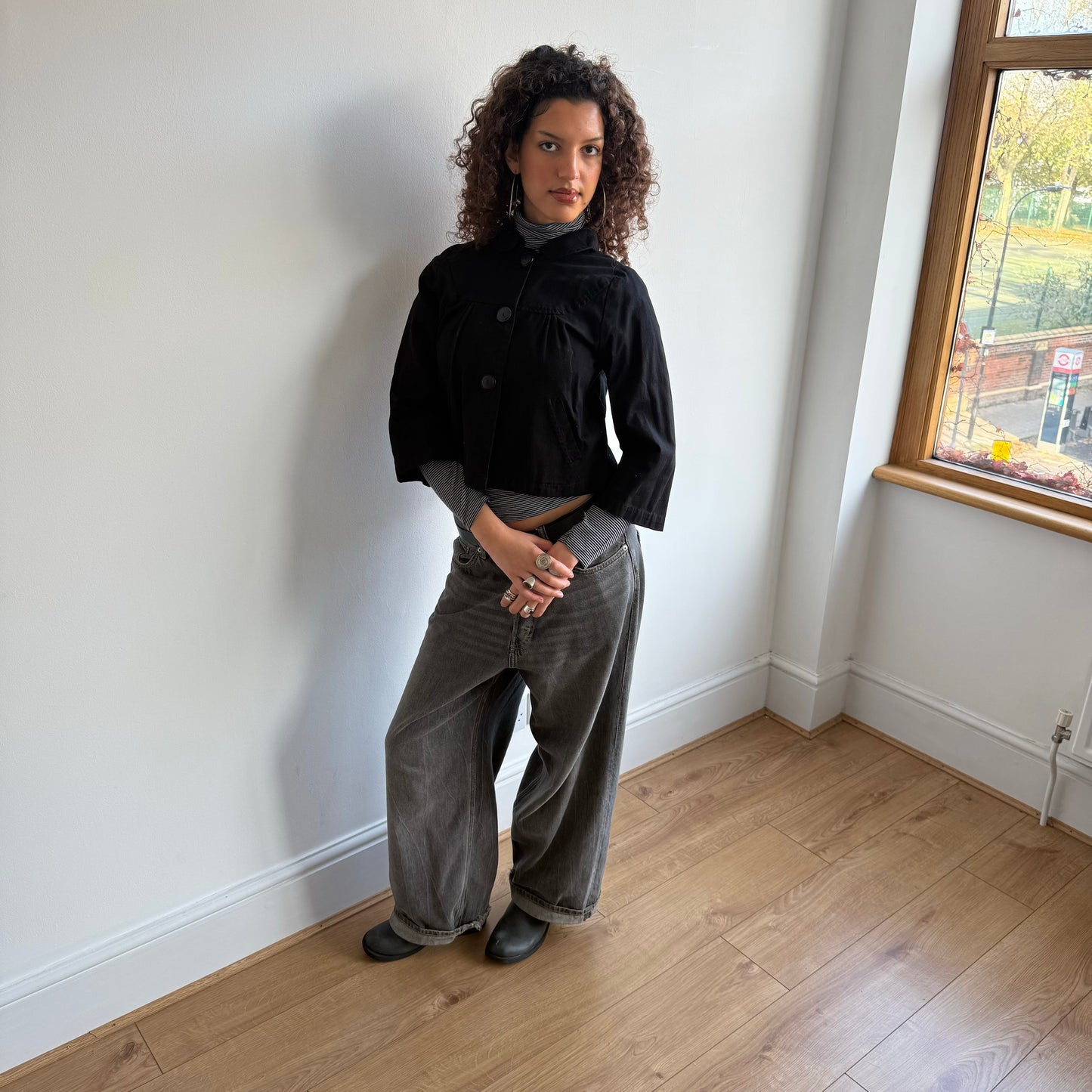 Black swing coat - Size S