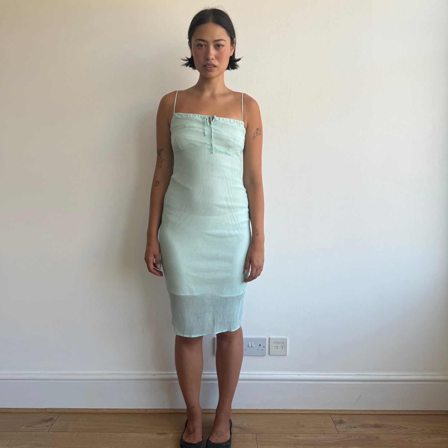Turquoise chiffon midi dress - Size XS/S