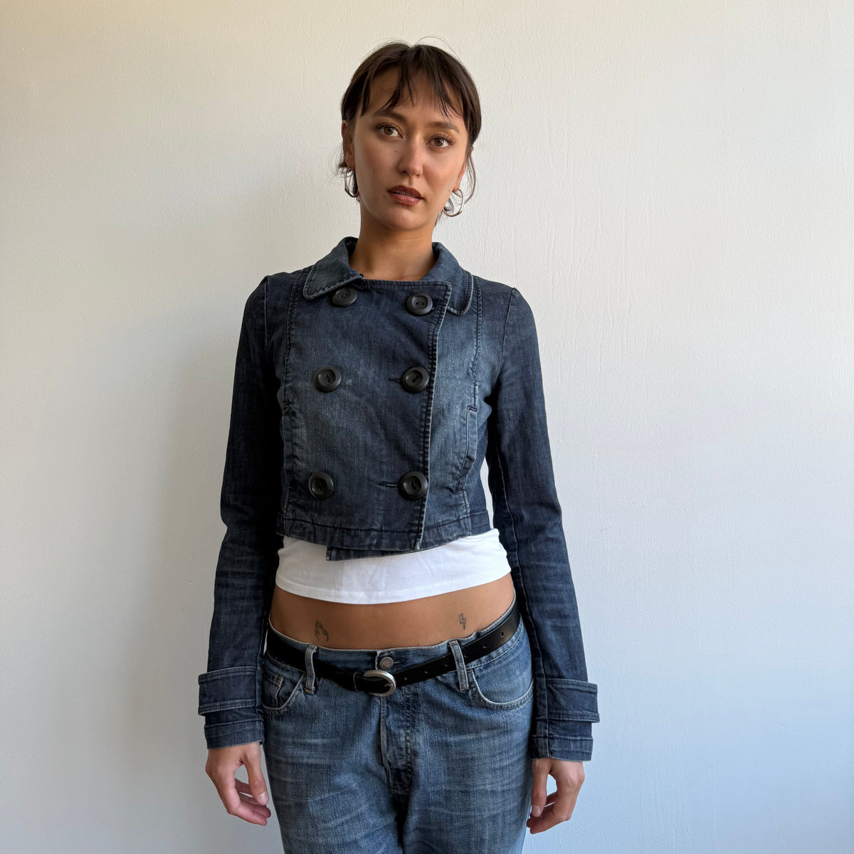 Denim cropped peacoat - Size S