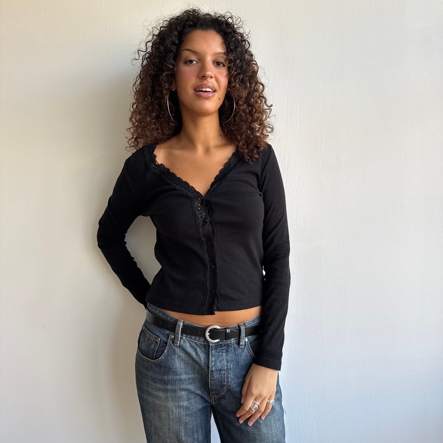 Black pointelle cardi - Size M