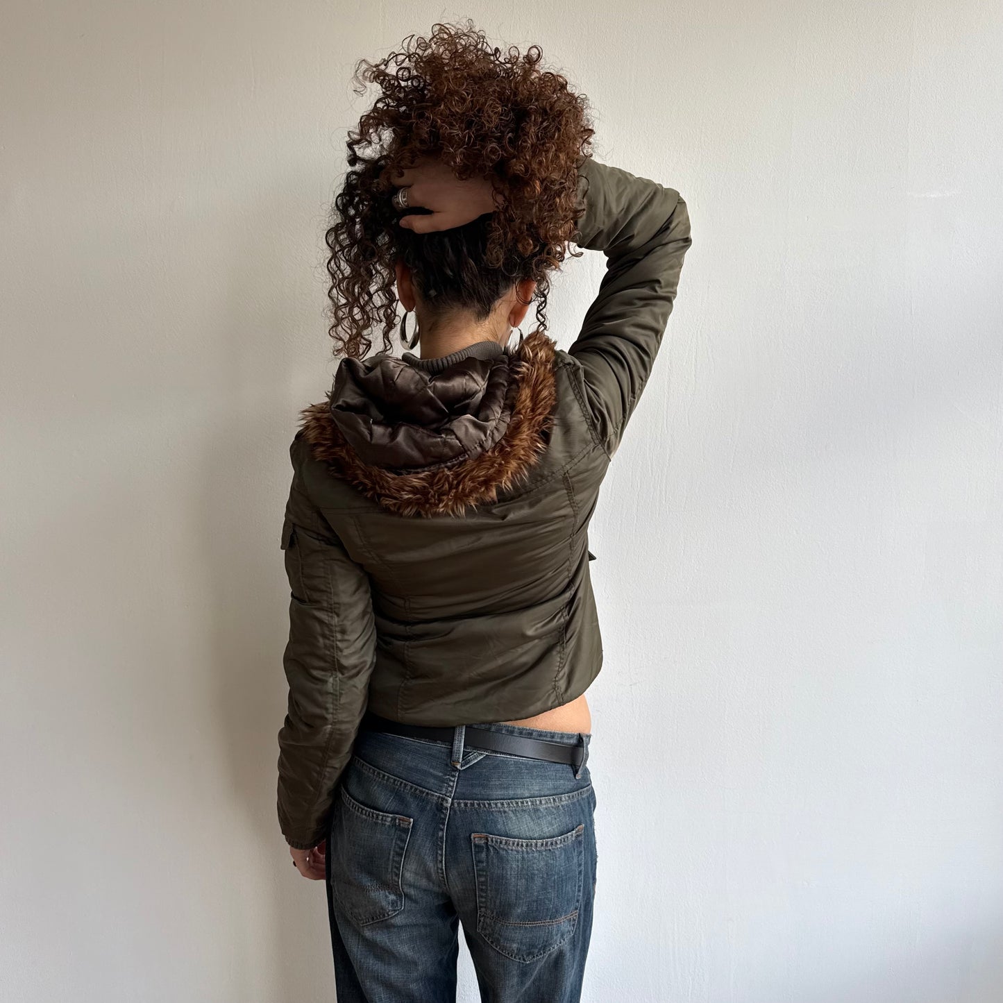 Khaki fireman’s clasp bomber - Size S/M