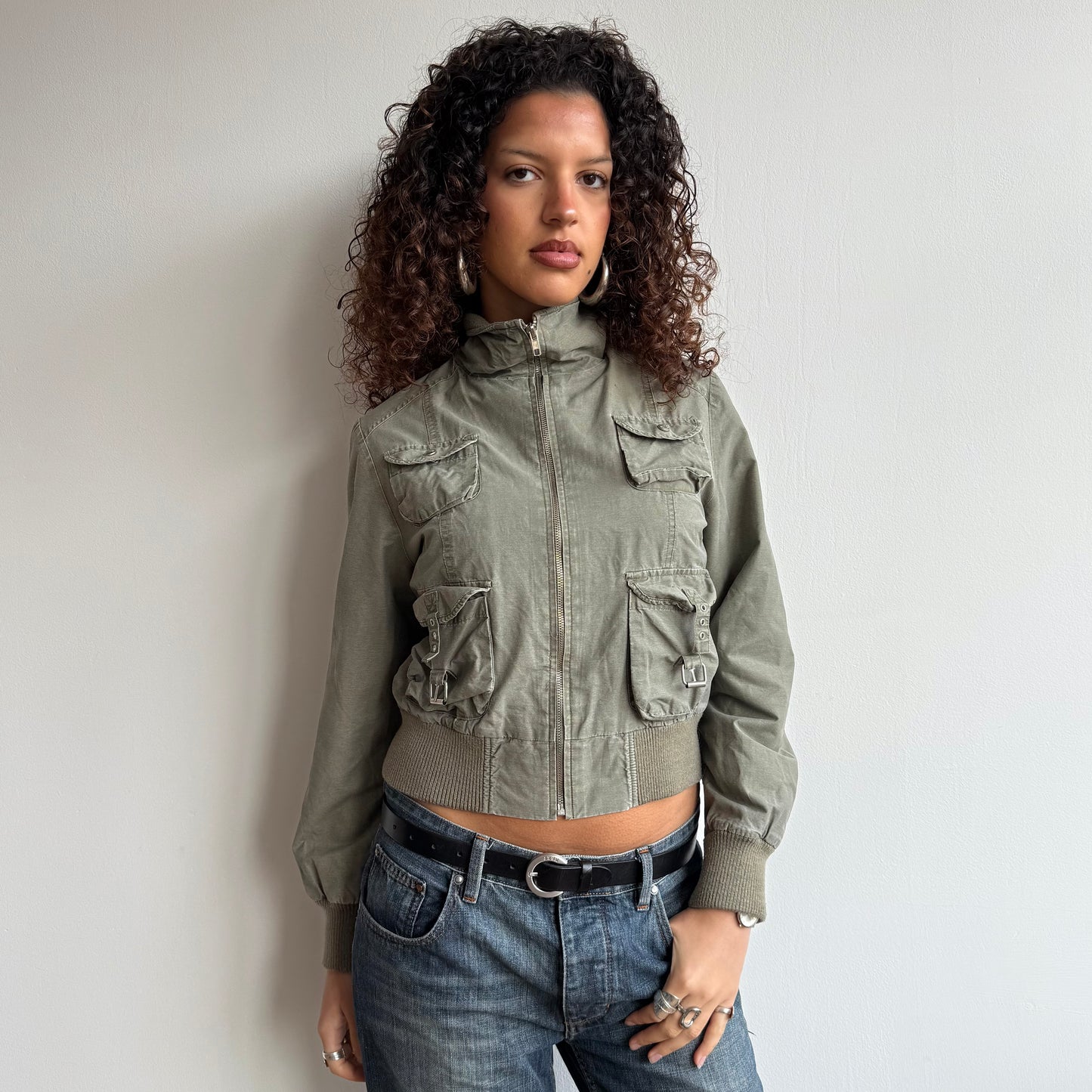 Khaki cargo bomber jacket - Size S/M