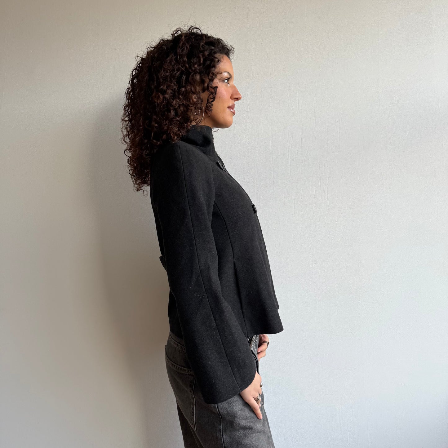 Black wool peacoat - Size S