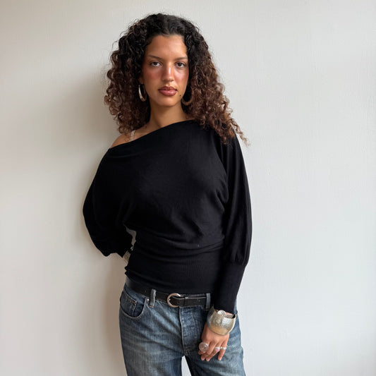 Black slouchy knit jumper - Size M