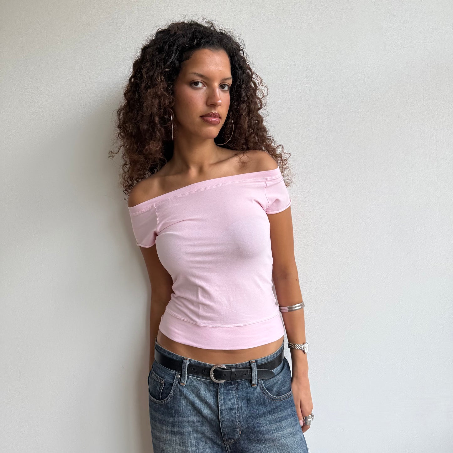 Pink bardot top - Size S