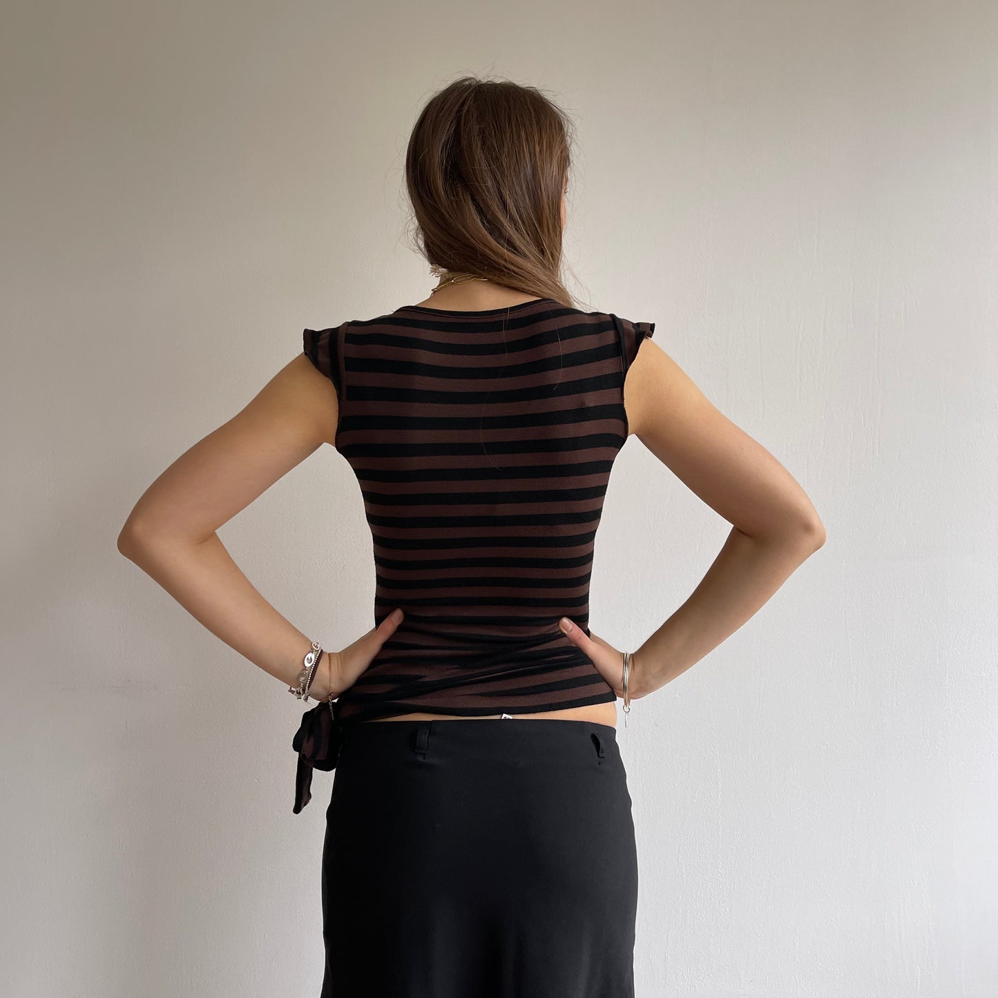 Brown and black stripe top - Size S