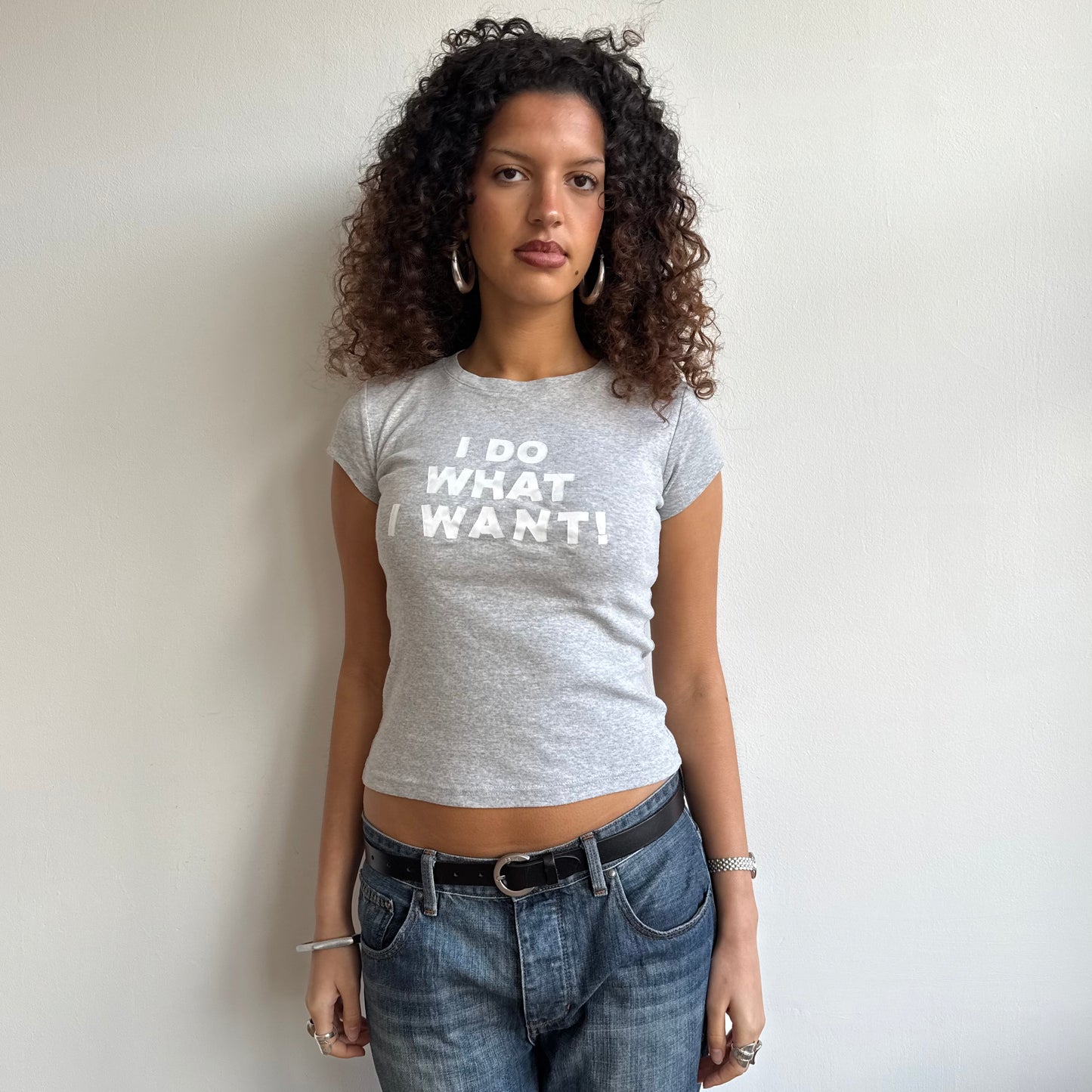 Grey graphic baby tee - Size S