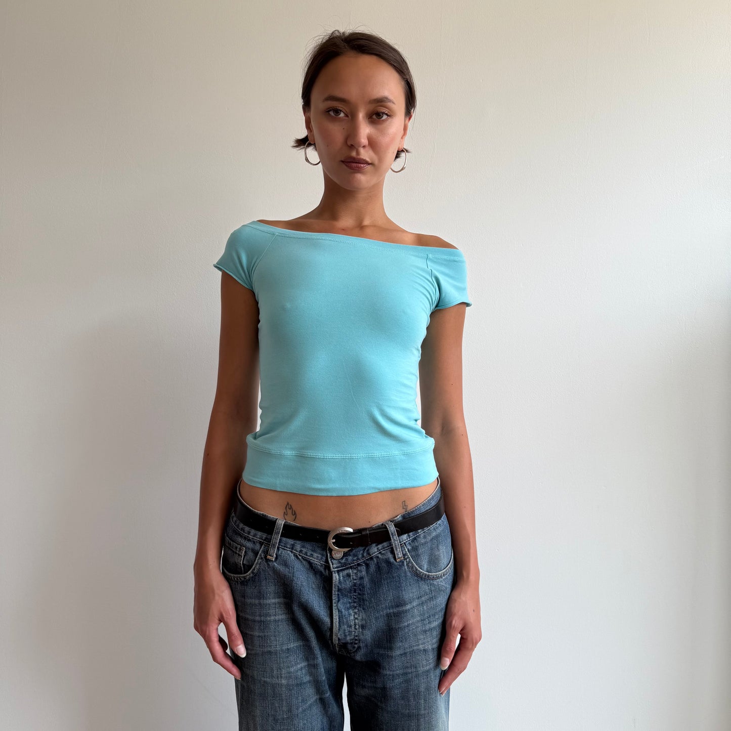 Blue Bardot top - Size S