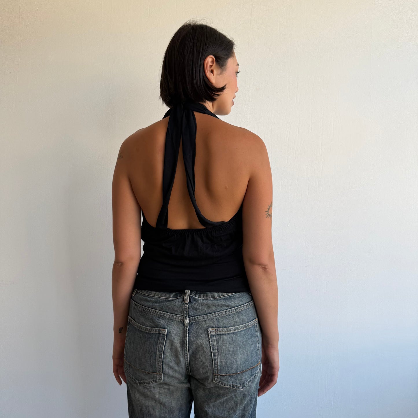 Black wrap keyhole halter top - Size S