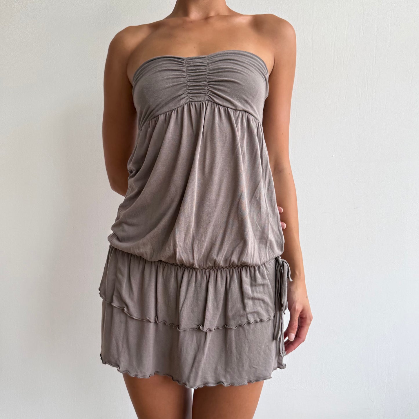 Taupe ruched mini dress - Size S